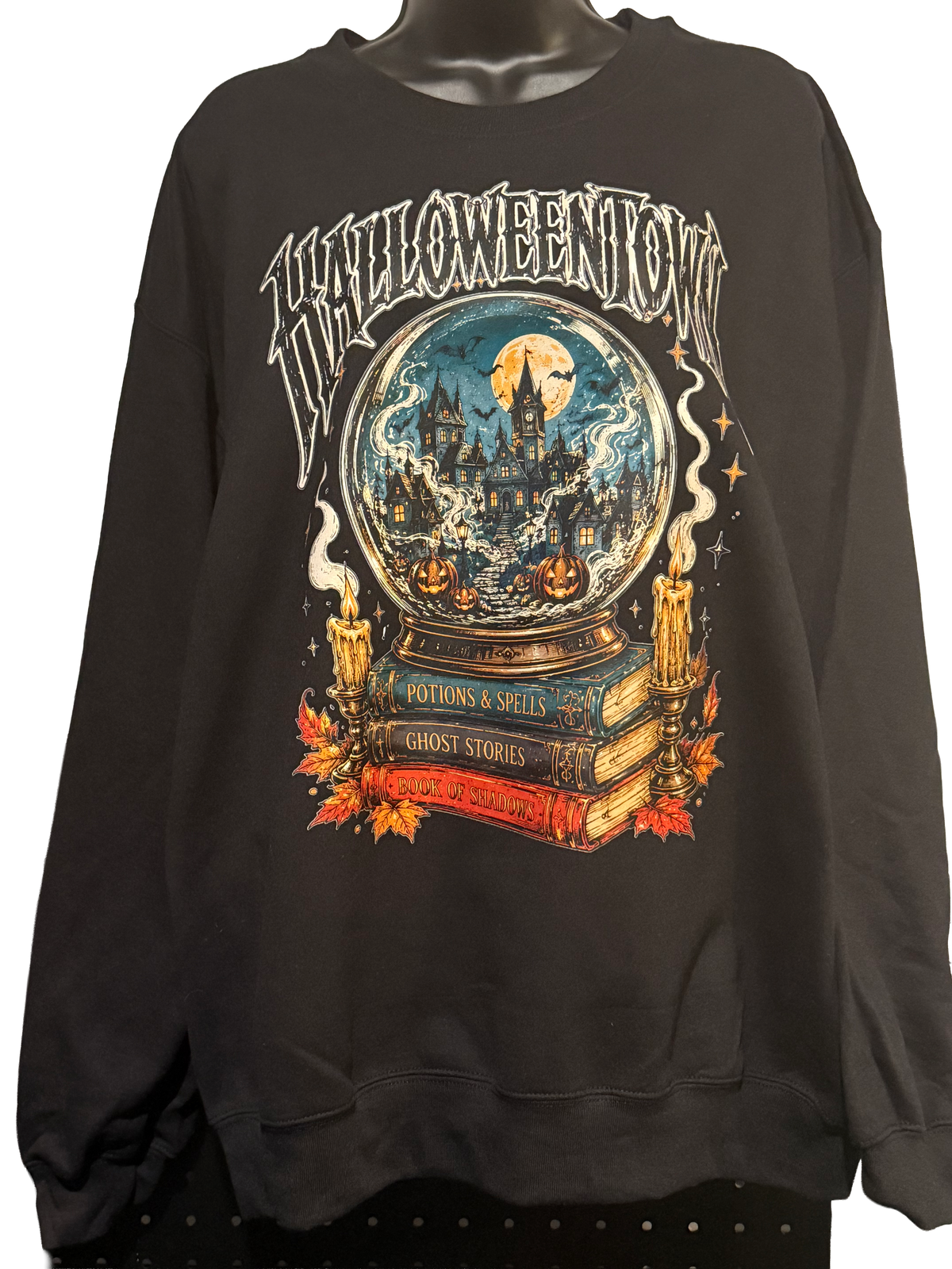 HALLOWEENTOWN BLACK SIZE LARGE ADULT CREWNECK SWEATSHIRT