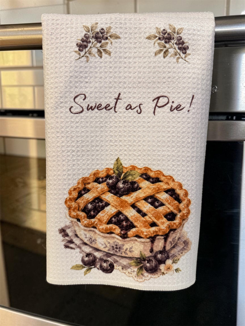 sweet as pie blueberry kitchen towel